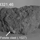Lunar sample 14321 with an arrow indicating the location of the apparent Earth fragment.